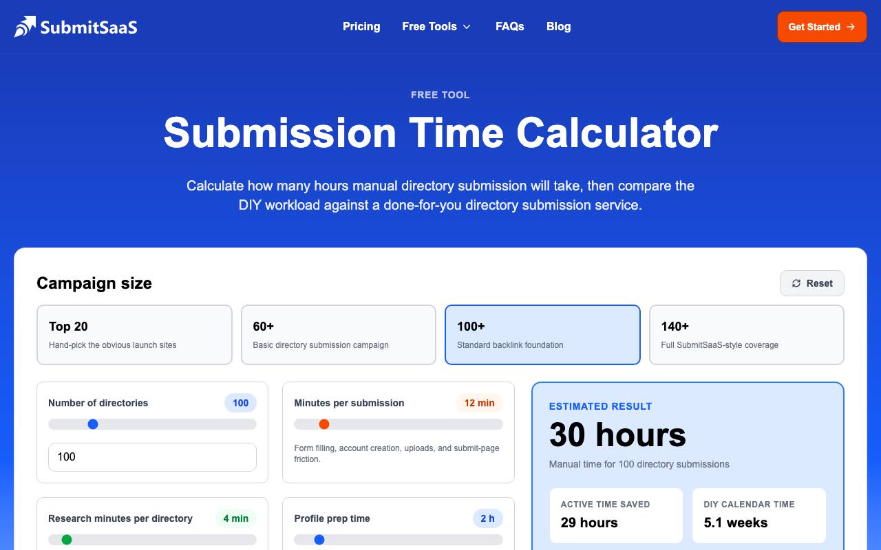 Submission Time Calculator screenshot