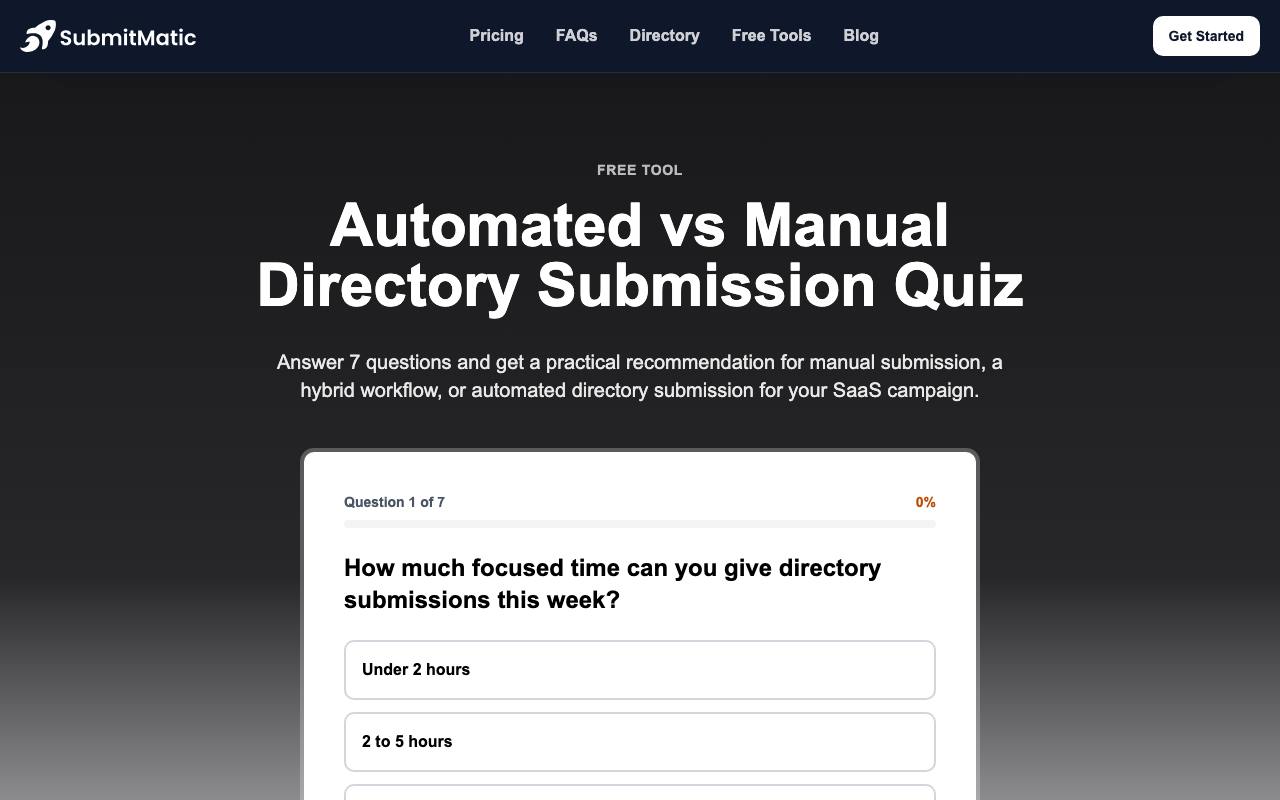 Automated vs Manual Directory Submission Quiz screenshot