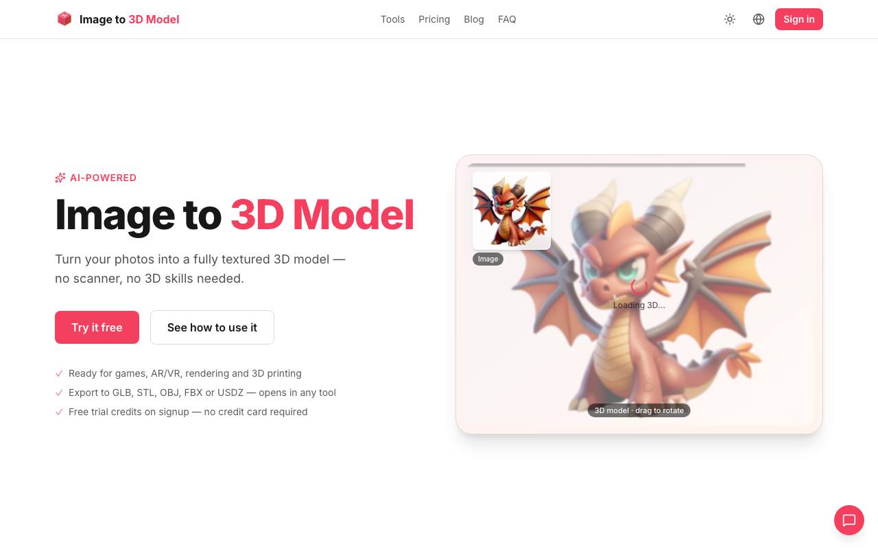 Image to 3D Model screenshot