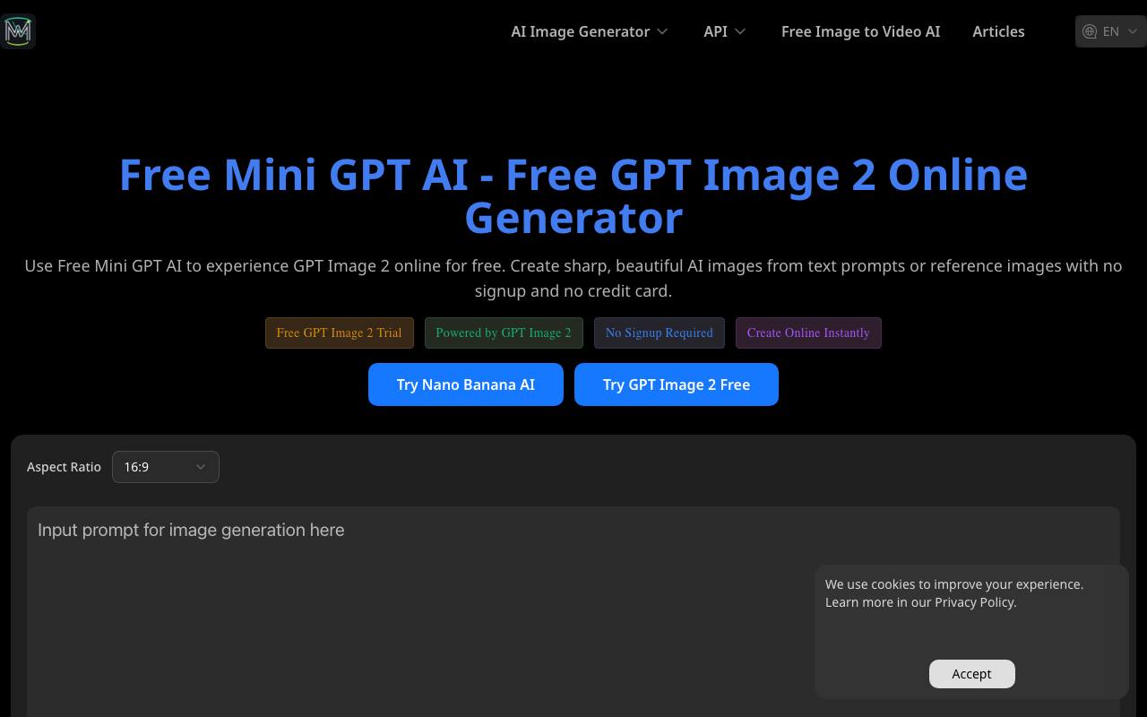 Free Mini GPT AI – Free GPT Image 2 Online Generator screenshot
