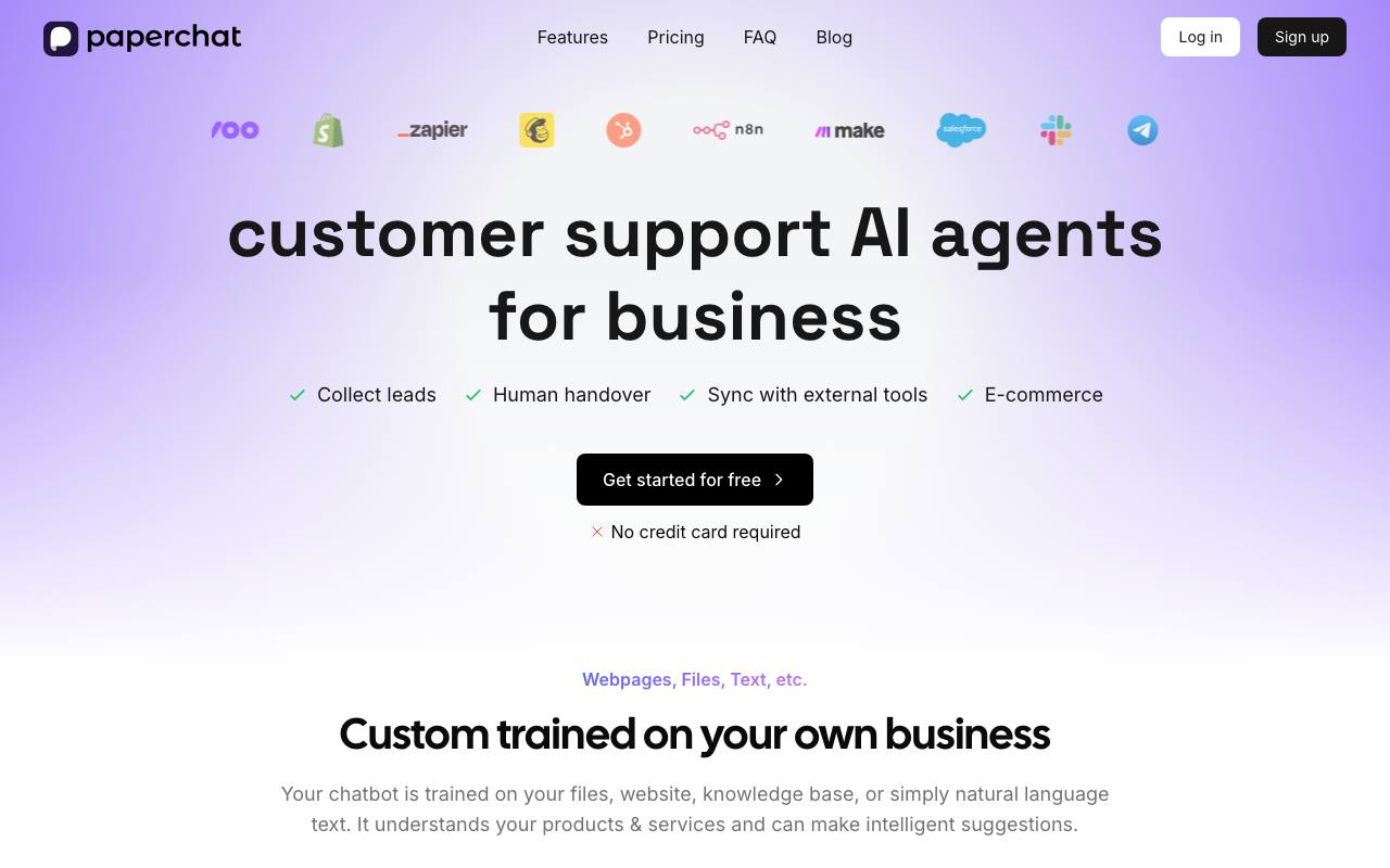 Paperchat – AI customer support screenshot