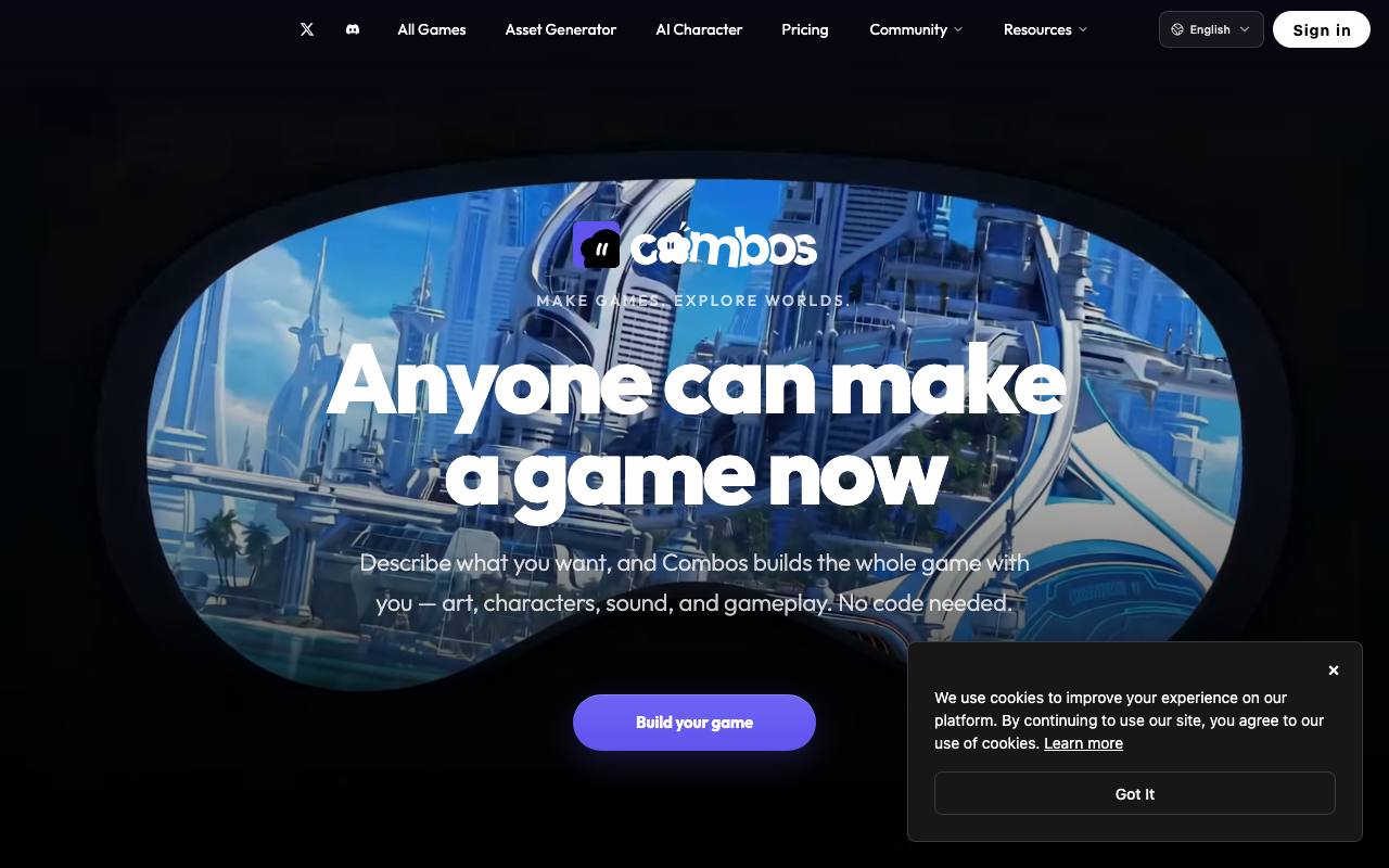 Combos AI: Free AI Game Generator from Text (No Coding, No Sign-Up) screenshot