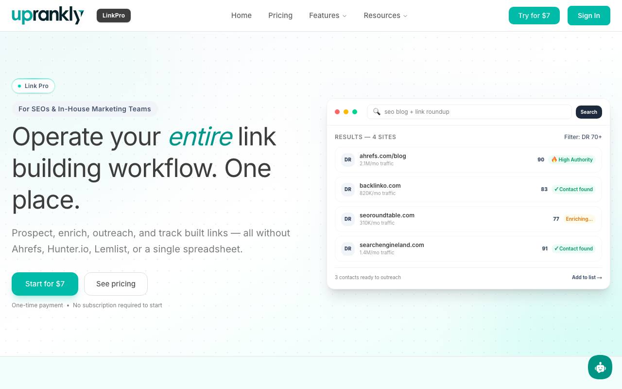 Uprankly LinkPro screenshot