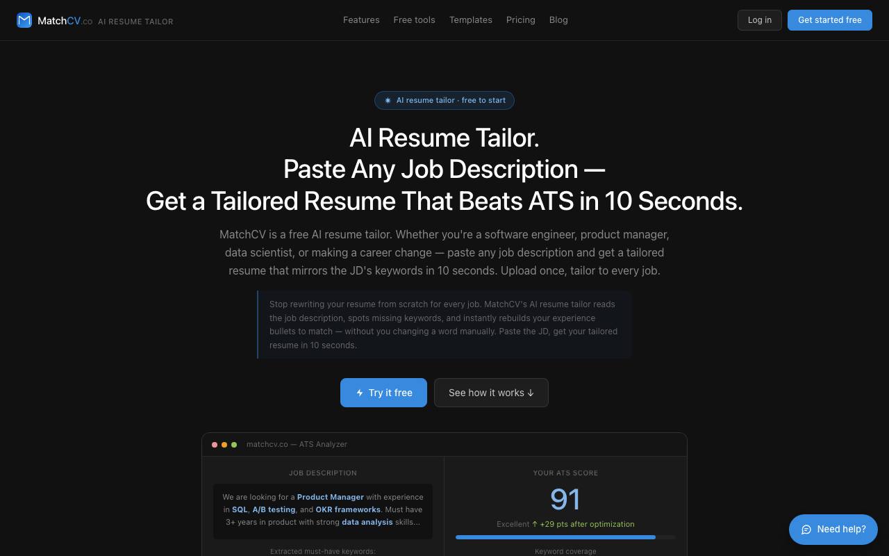 MatchCV: AI Resume Tailor screenshot