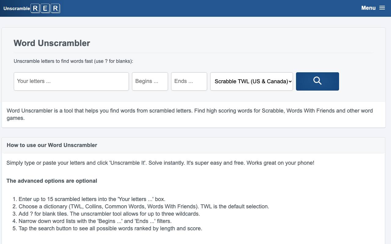Word Unscrambler screenshot