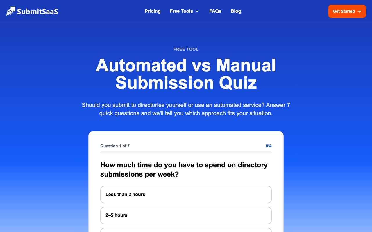 Automated vs Manual Submission Quiz screenshot