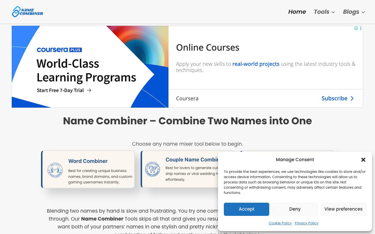 Name Combiner Tool screenshot