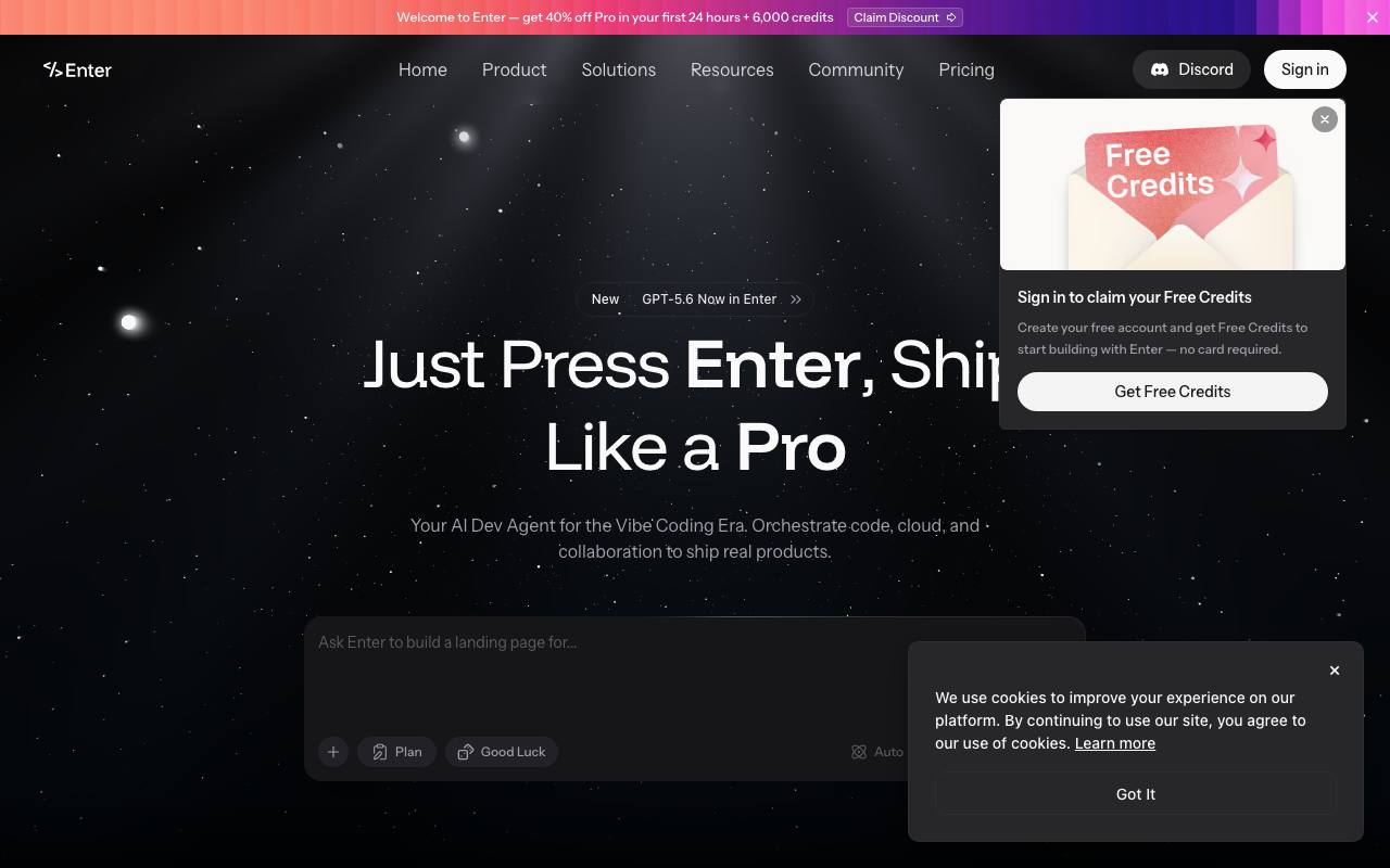 Enter Pro | Free AI Website Creator Online screenshot