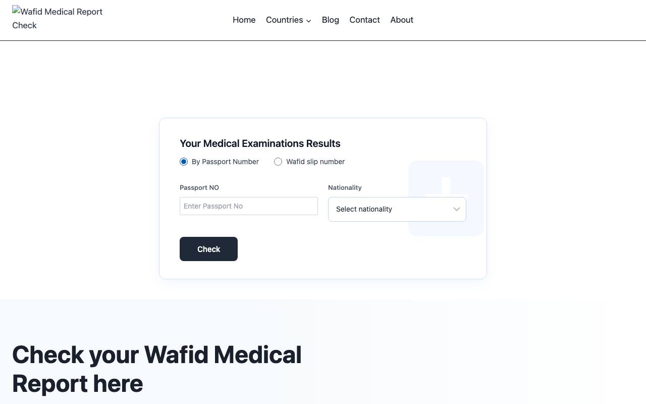 Wafid Medical Report Check screenshot