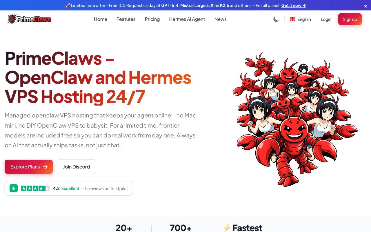 PrimeClaws VPS screenshot