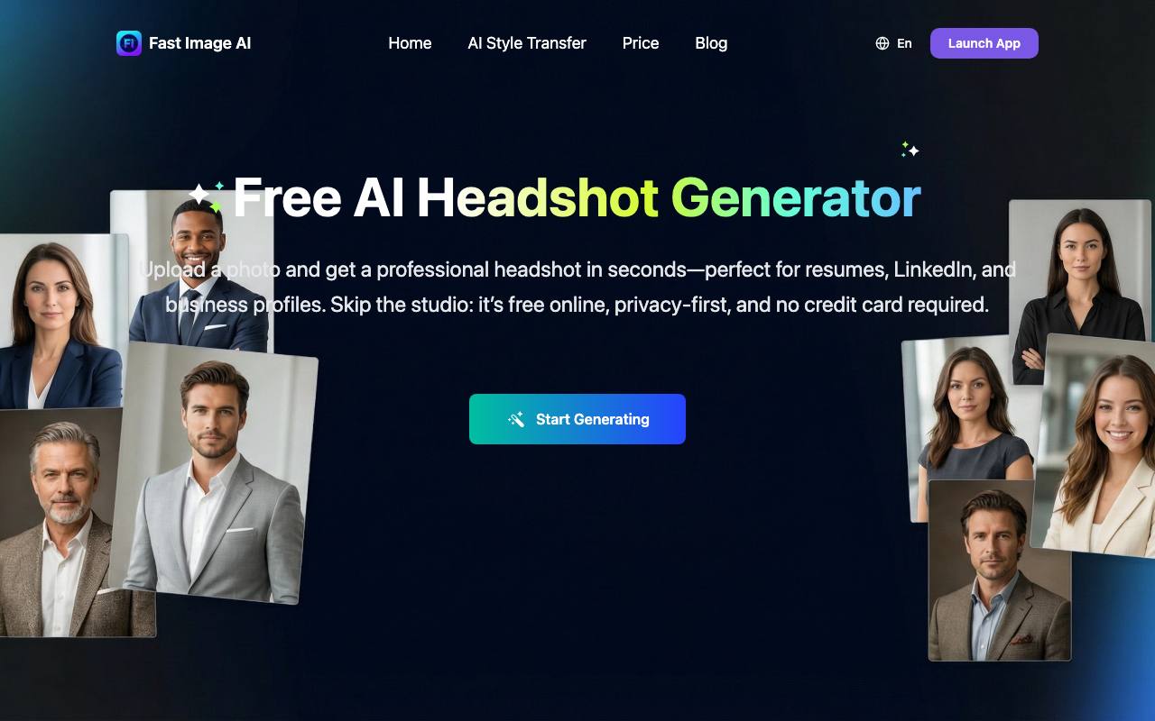 Fast Image AI Headshot Generator screenshot