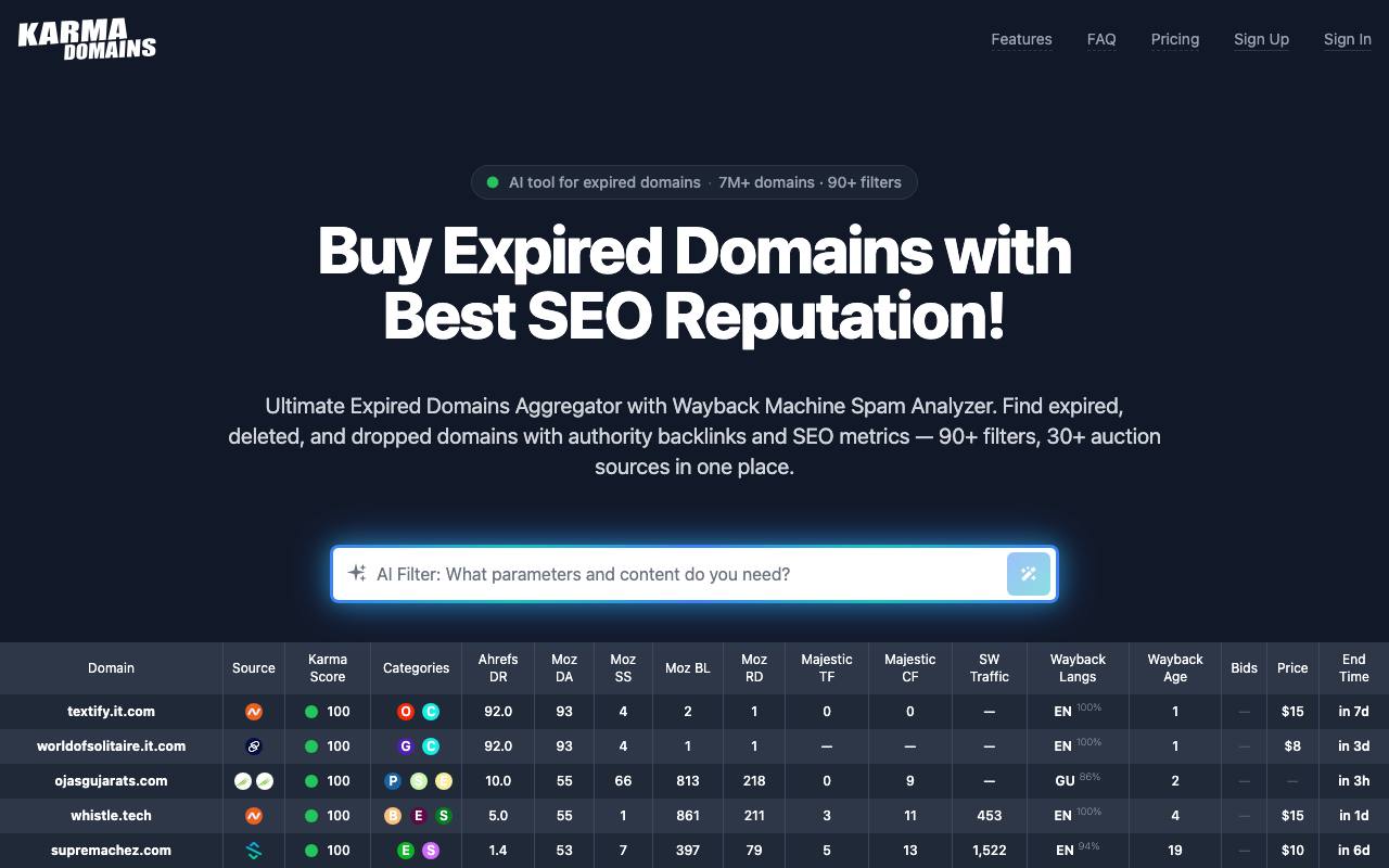 Karma.Domains screenshot