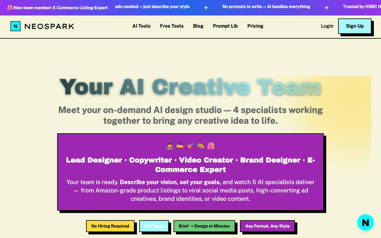 NeoSpark AI Design screenshot