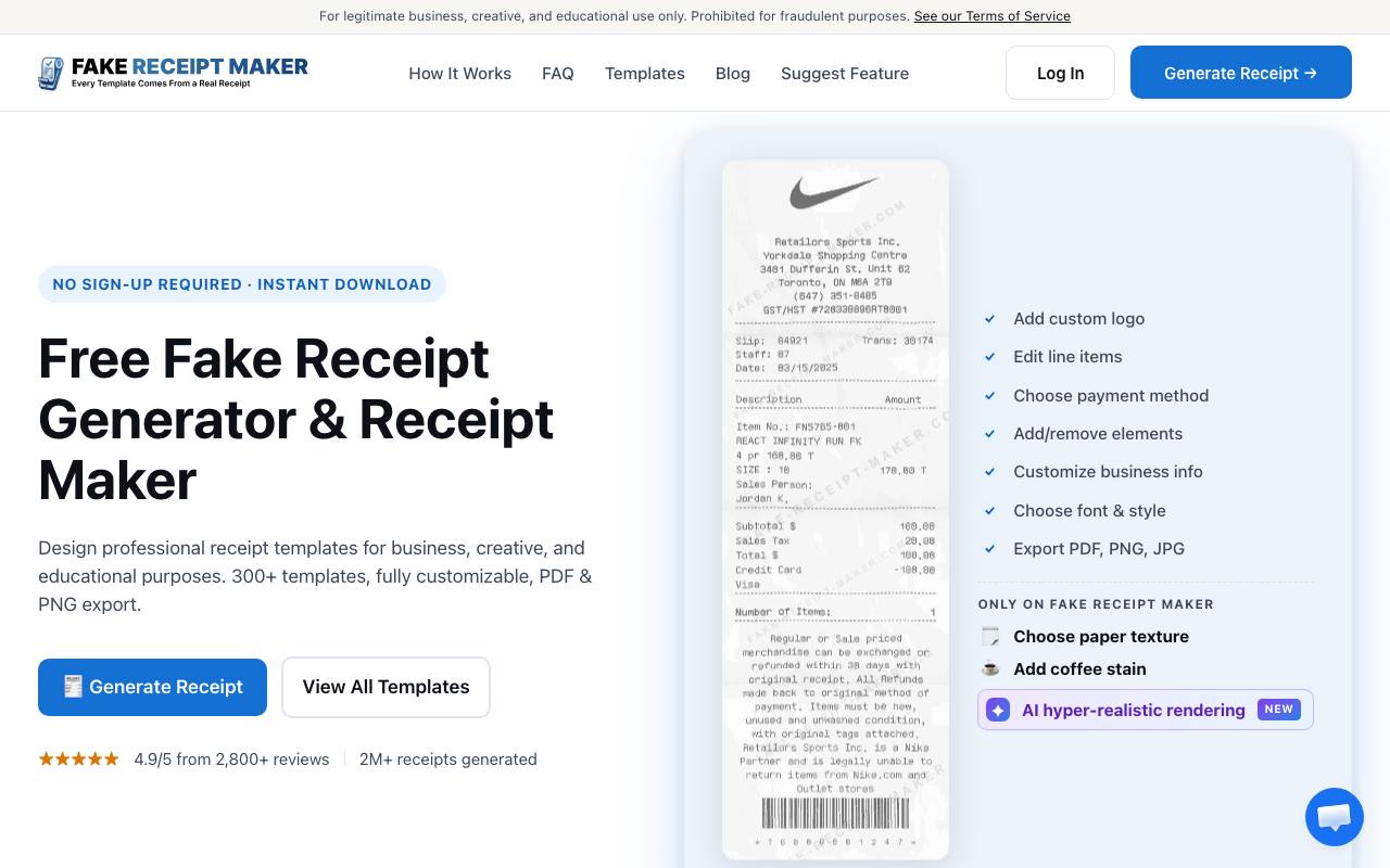 Fake Receipt Maker screenshot