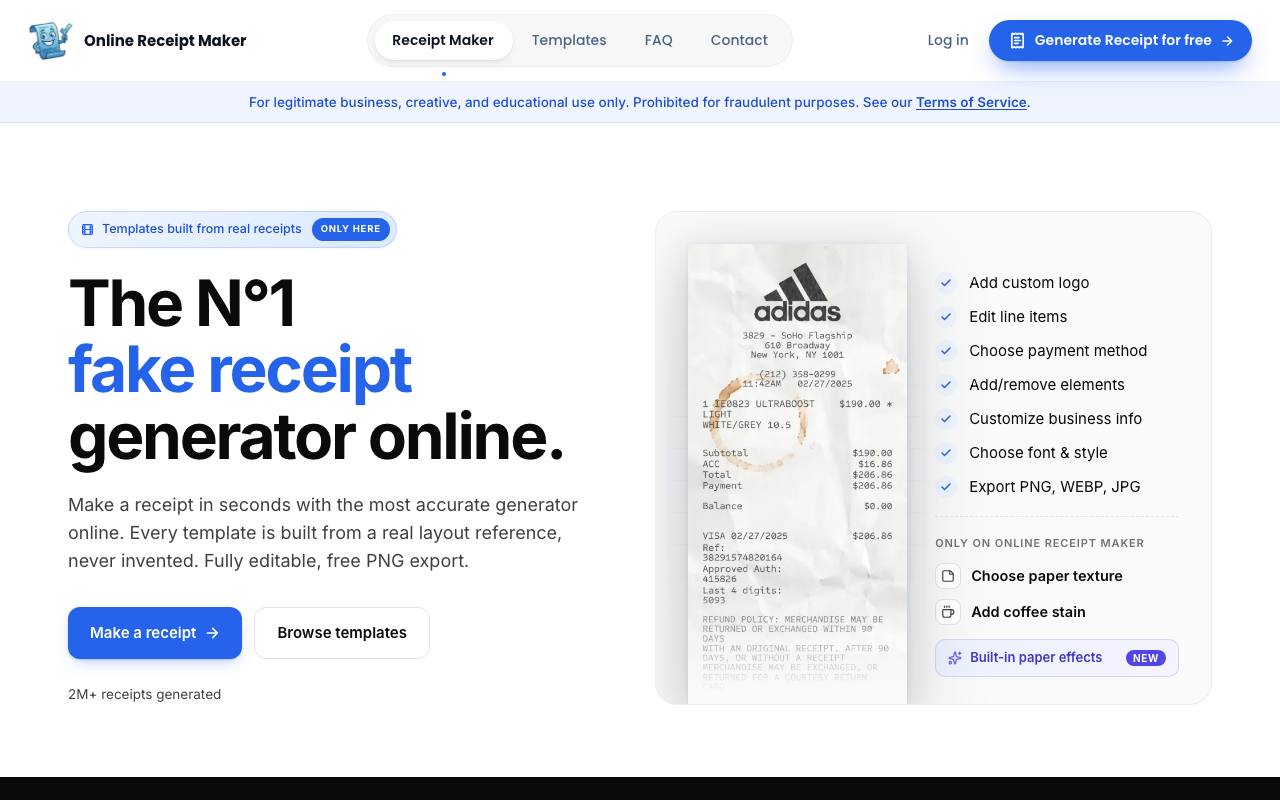 Online Receipt Maker screenshot