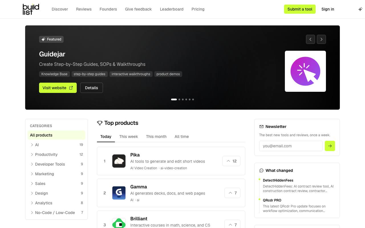 Buildlist screenshot