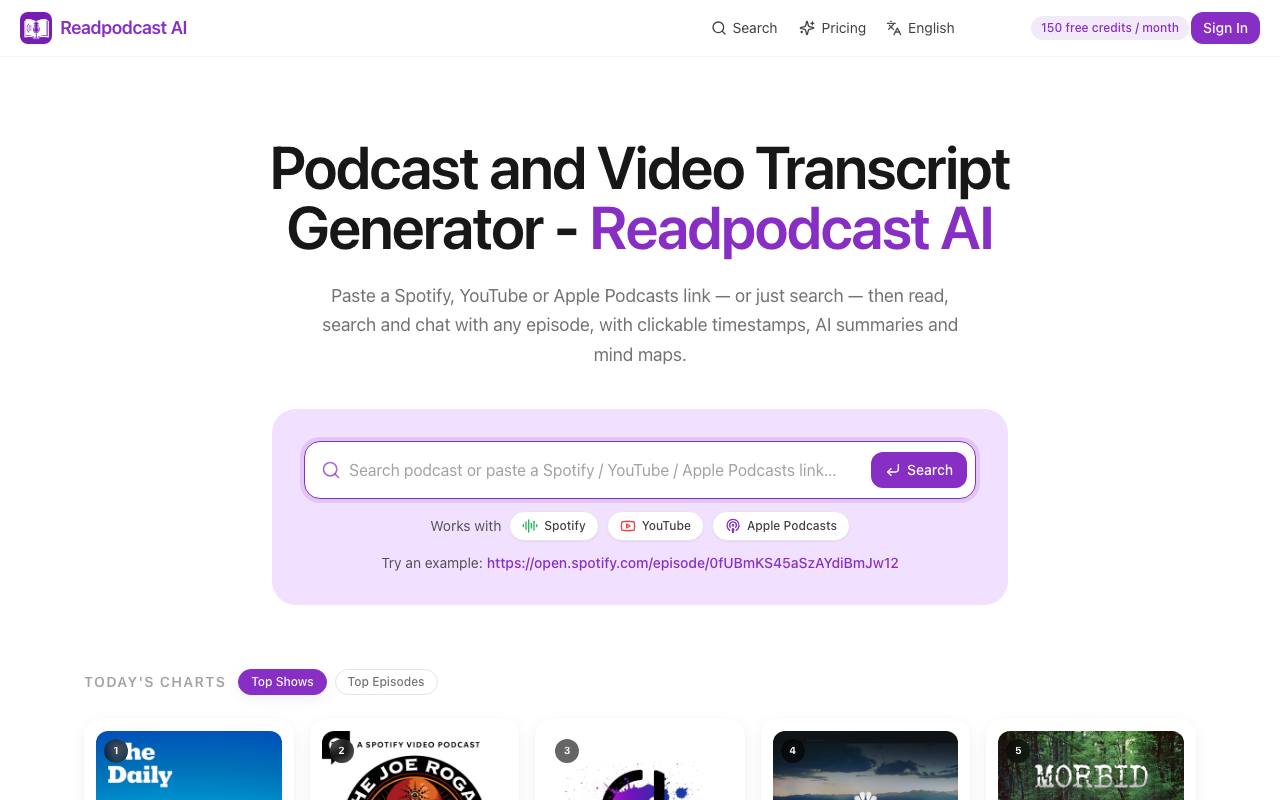 Readpodcast AI screenshot