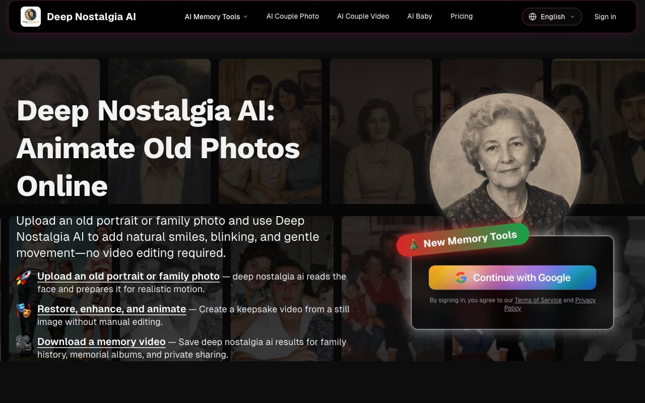 deep nostalgia ai screenshot