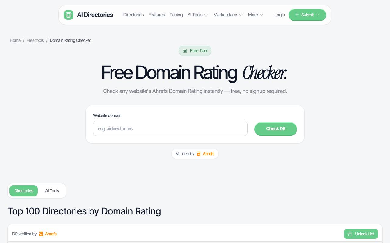 Free Domain Rating Checker screenshot