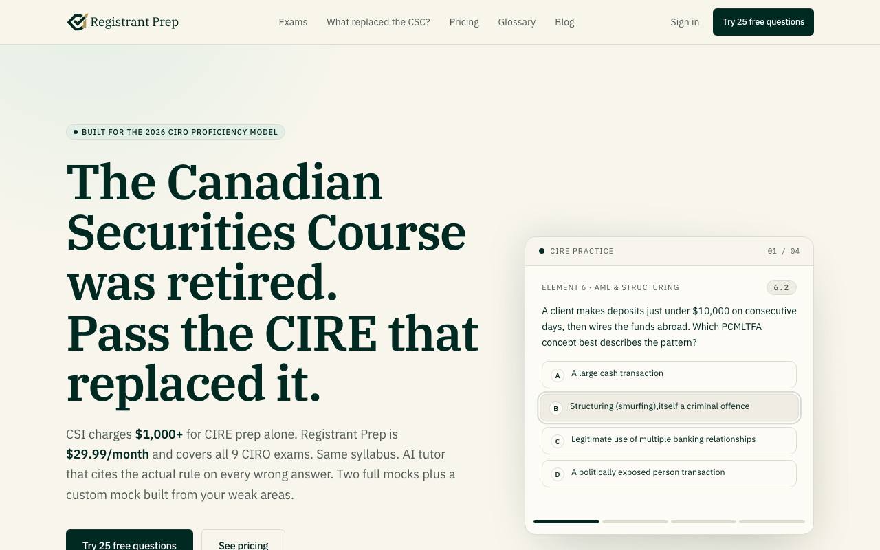 Registrant Prep screenshot