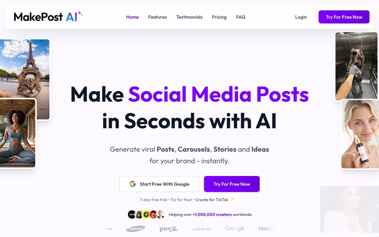 MakePostAI.com screenshot
