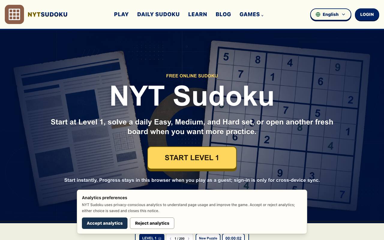 NYT Sudoku screenshot