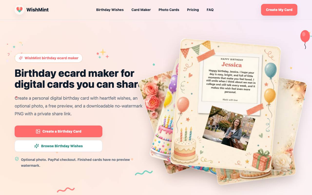 WishMint – AI Birthday Card Maker screenshot
