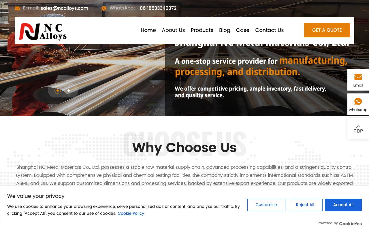 Nickel Alloy Reference Website screenshot