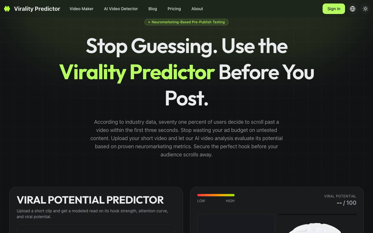 Virality Predictor screenshot