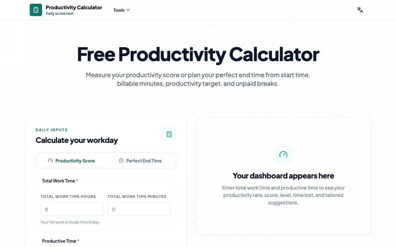 Productivity Calculator screenshot