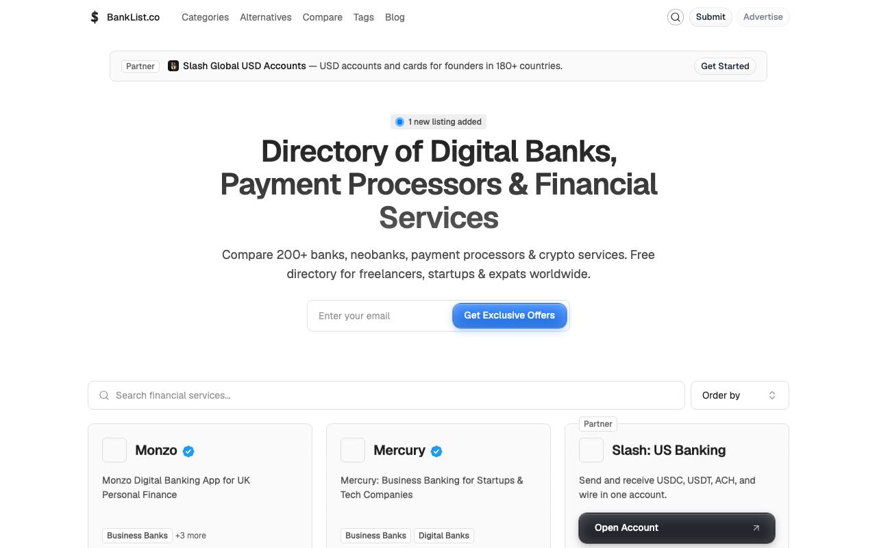 Bank List screenshot