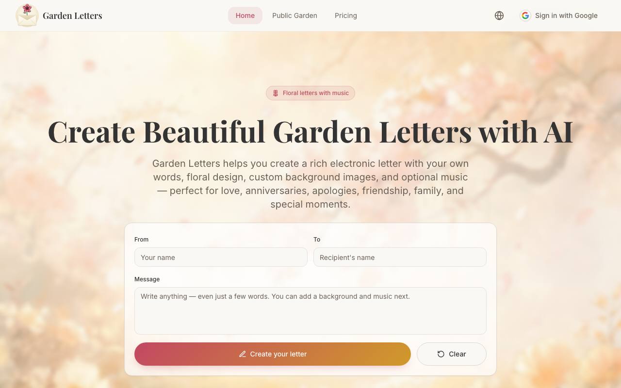 Garden Letters screenshot