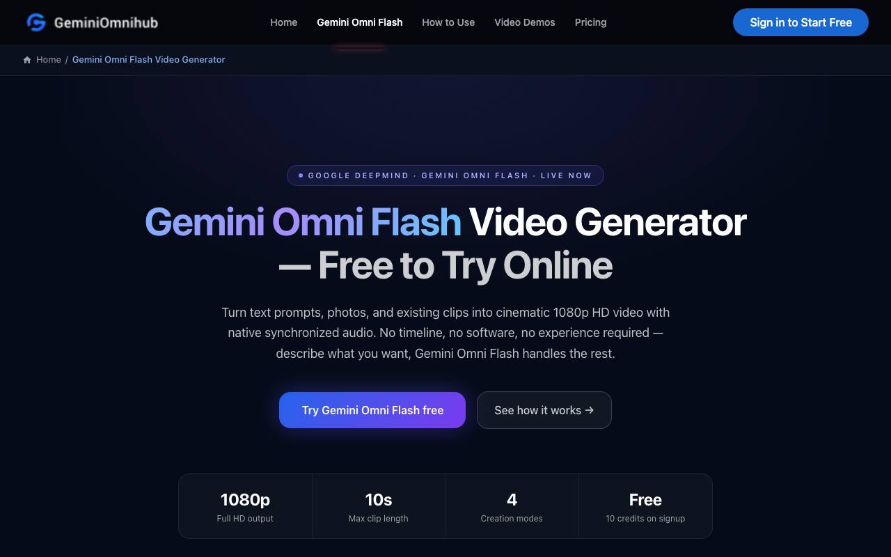 Gemini Omni Flash Video Generator screenshot