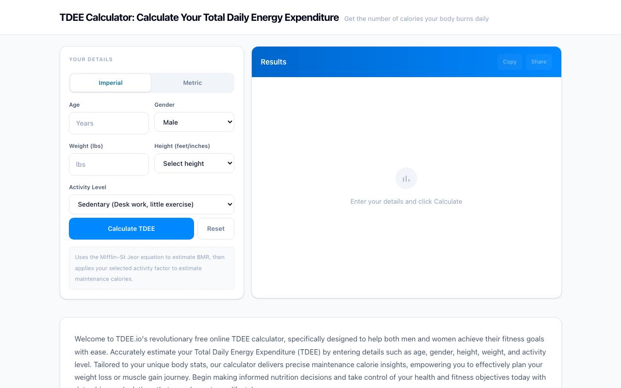 TDEE Calculator screenshot