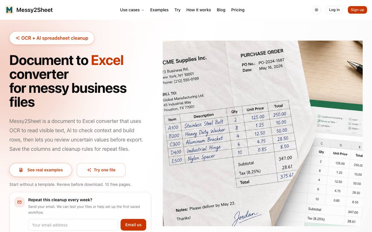 Messy2Sheet screenshot