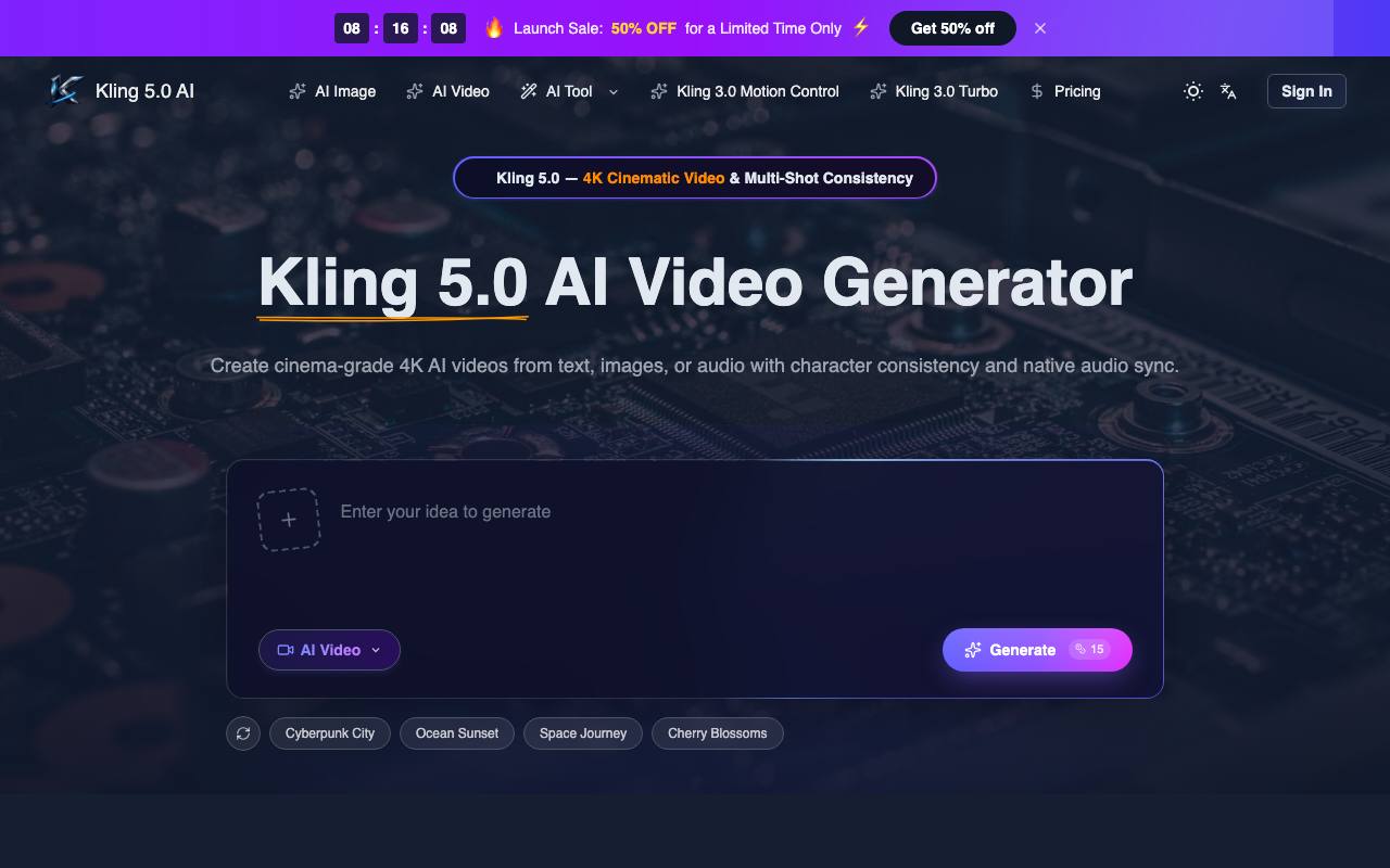 Kling 5.0 screenshot