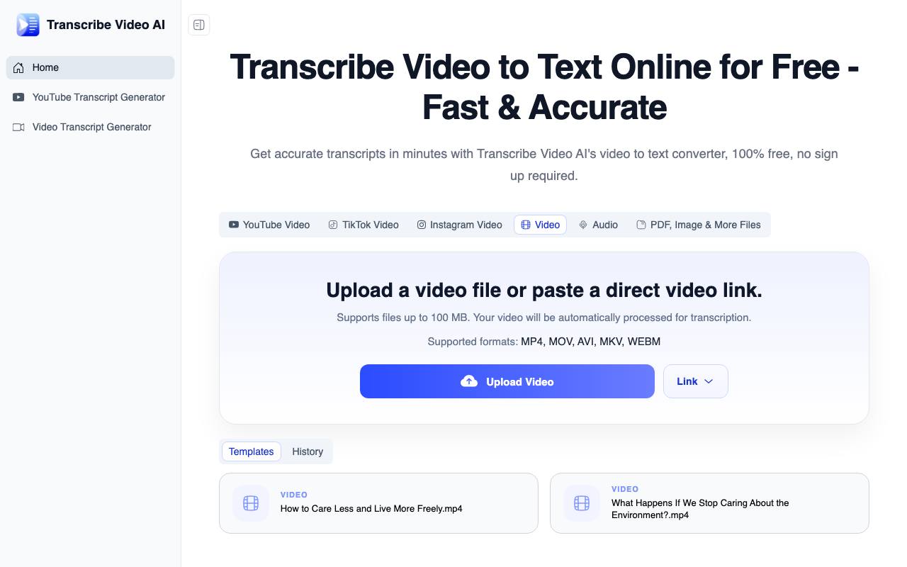 Transcribe Video AI screenshot
