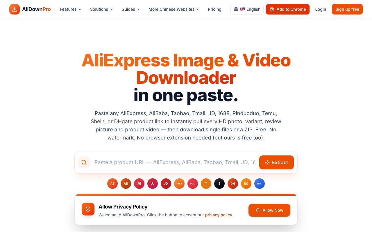 AliDownPro.com screenshot
