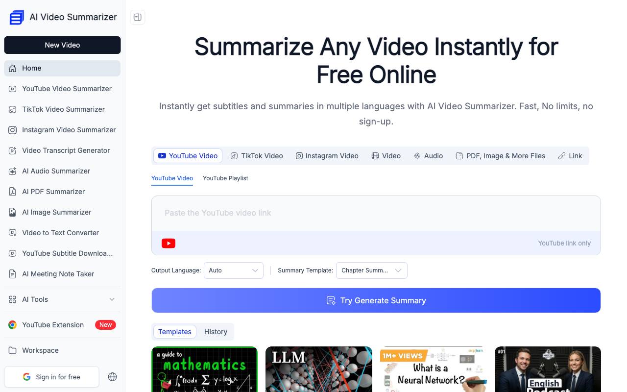 AI Video Summarizer screenshot