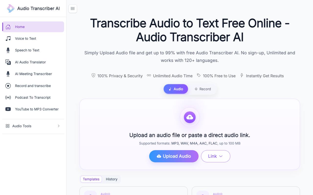 Audio Transcriber AI: Transcribe Audio to Text Free Online screenshot