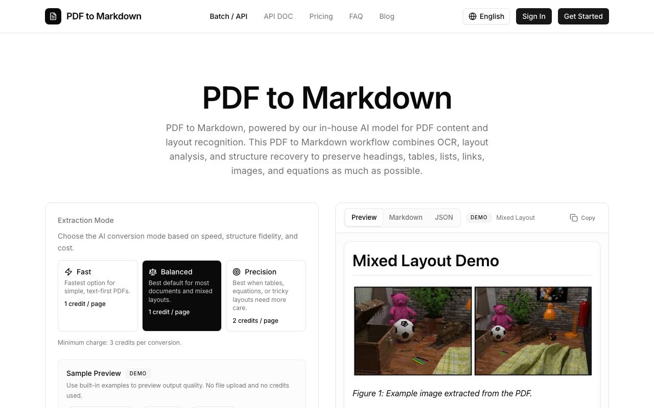 PDF to Markdown screenshot