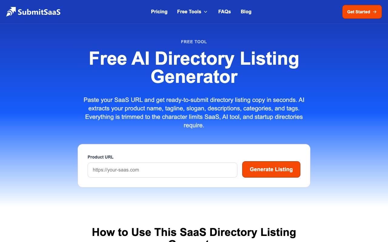 Free AI Directory Listing Generator screenshot