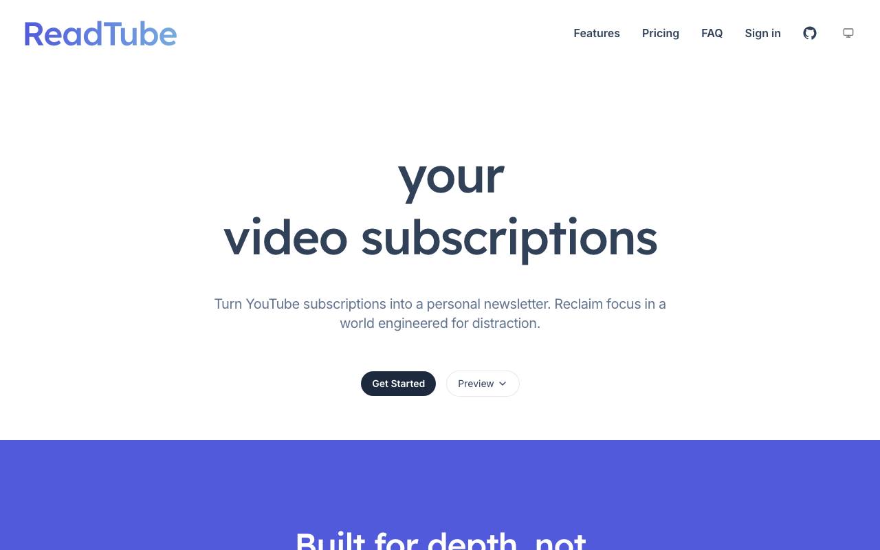 ReadTube screenshot