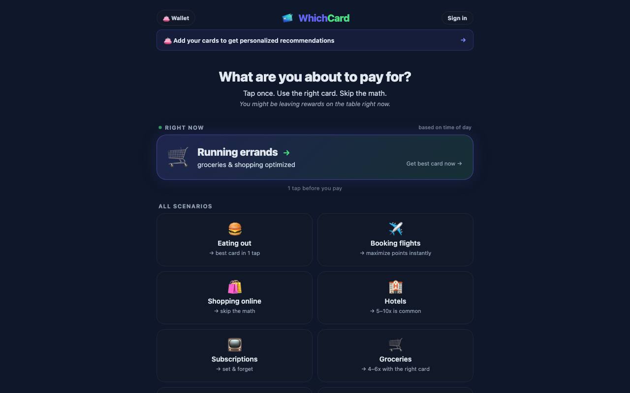 WhichCard screenshot