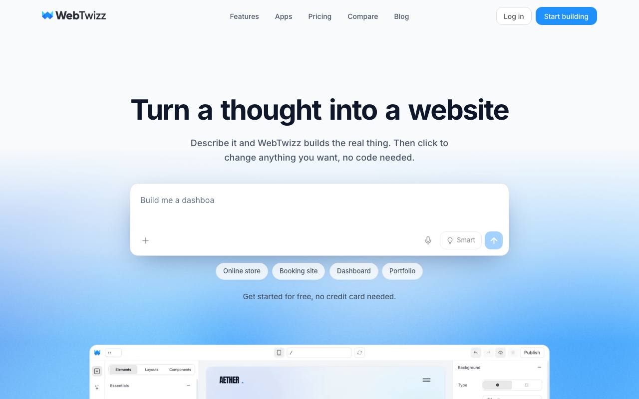 Webtwizz screenshot
