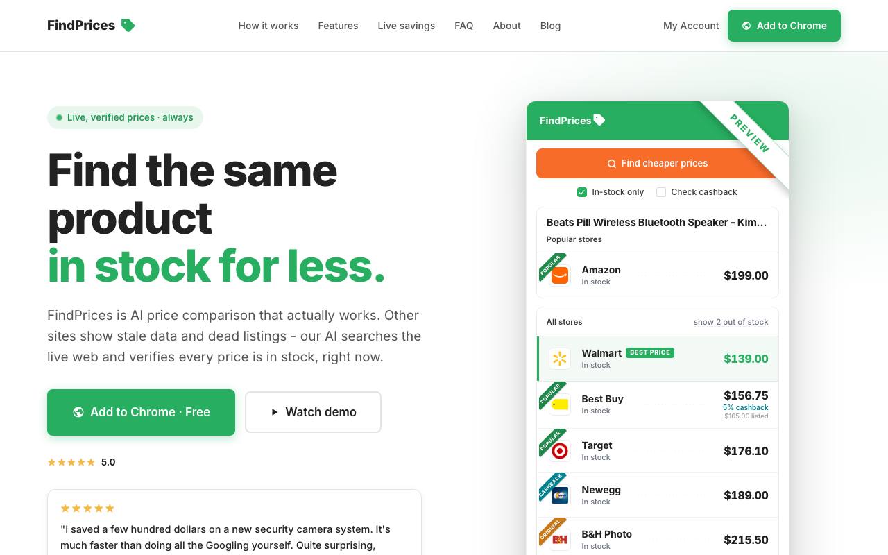 FindPrices screenshot