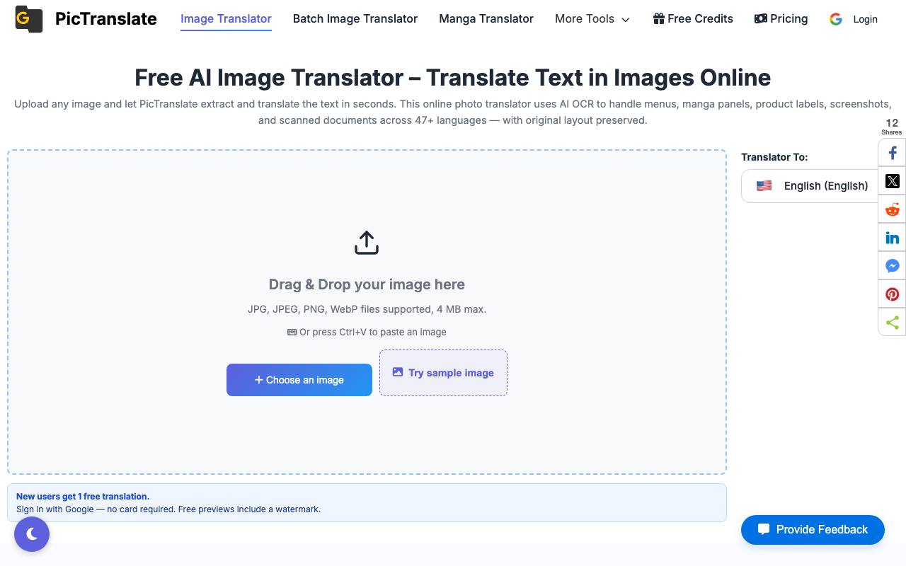 PicTranslate screenshot