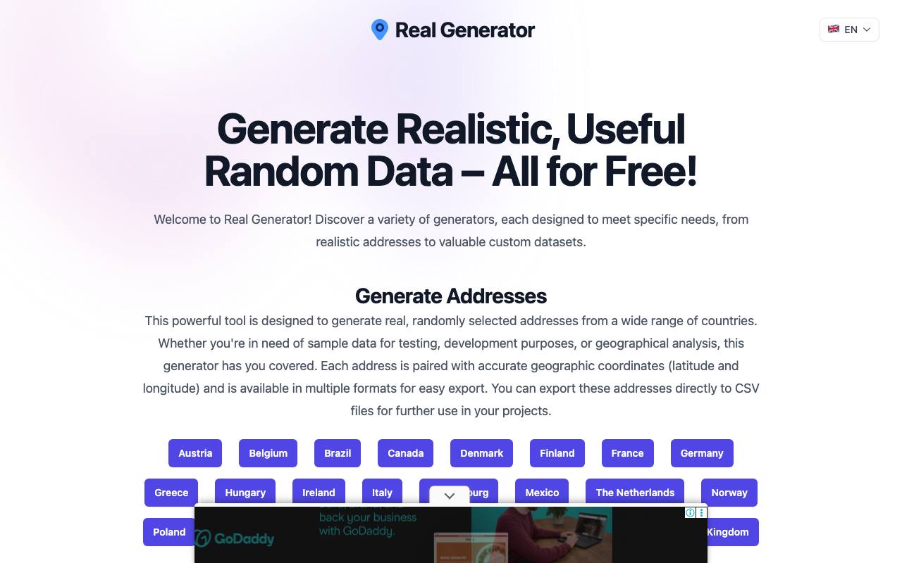 Real Generator screenshot