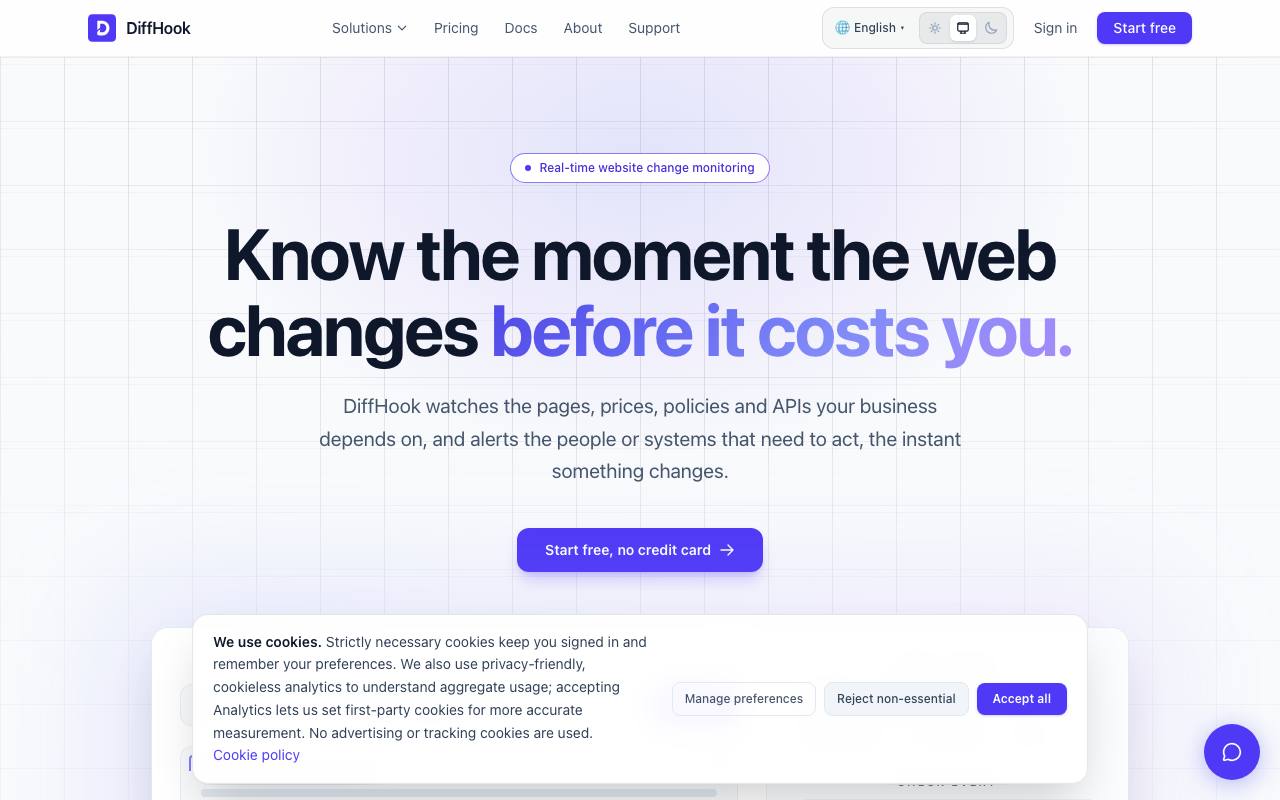 diffhook.com screenshot