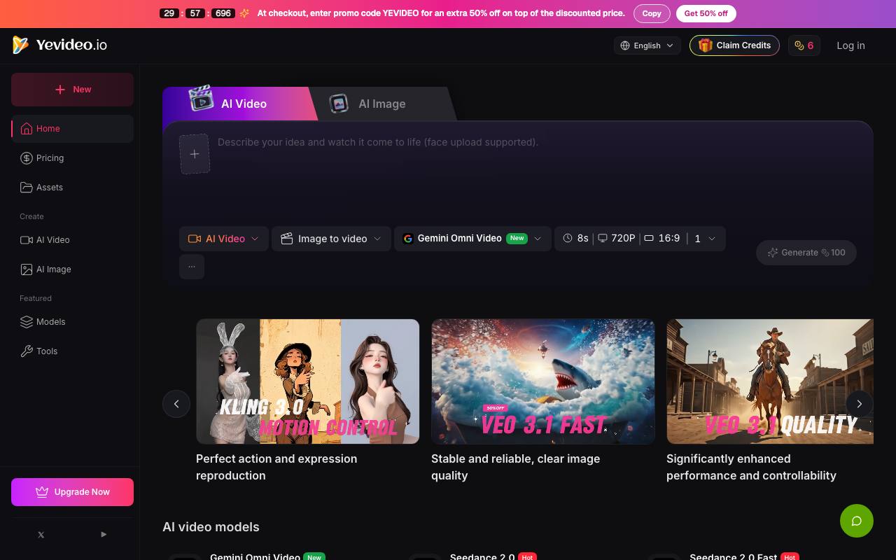 Yevideo – AI Video and Image Platform screenshot